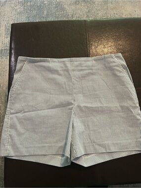 Carolina Belle Navy and White Seersucker Bermuda Shorts